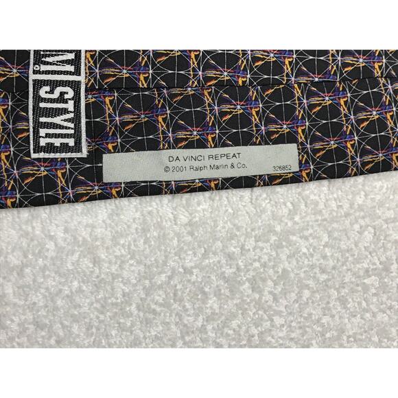 RM Style Ralph Marlin Da Vinci Repeat Novelty Necktie Tie 100% Silk - Picture 4 of 8